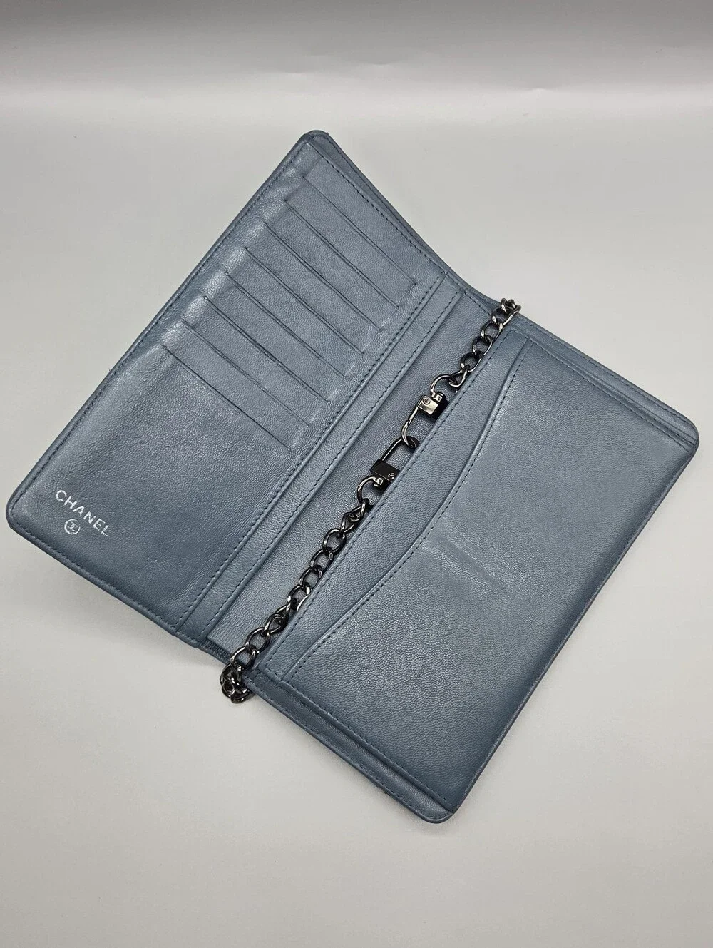 💙CHANEL Authentic Blue Dusk Leather Clutch/Wallet💙